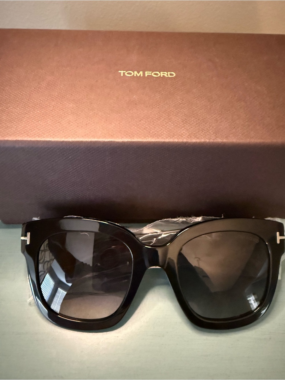 Tom Ford Beatrix Shiny Black Sunglasses with Dark Lenses
